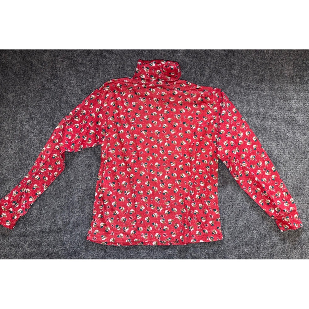 Vintage Currants Red Snowman Christmas Turtleneck Long Sleeve Top Womens Medium